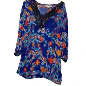 Jones New York  light and airy, semi sheer beach cover-up in bright colours